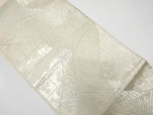 アンティーク　格子に鶴模様織り出し袋帯（着用可）